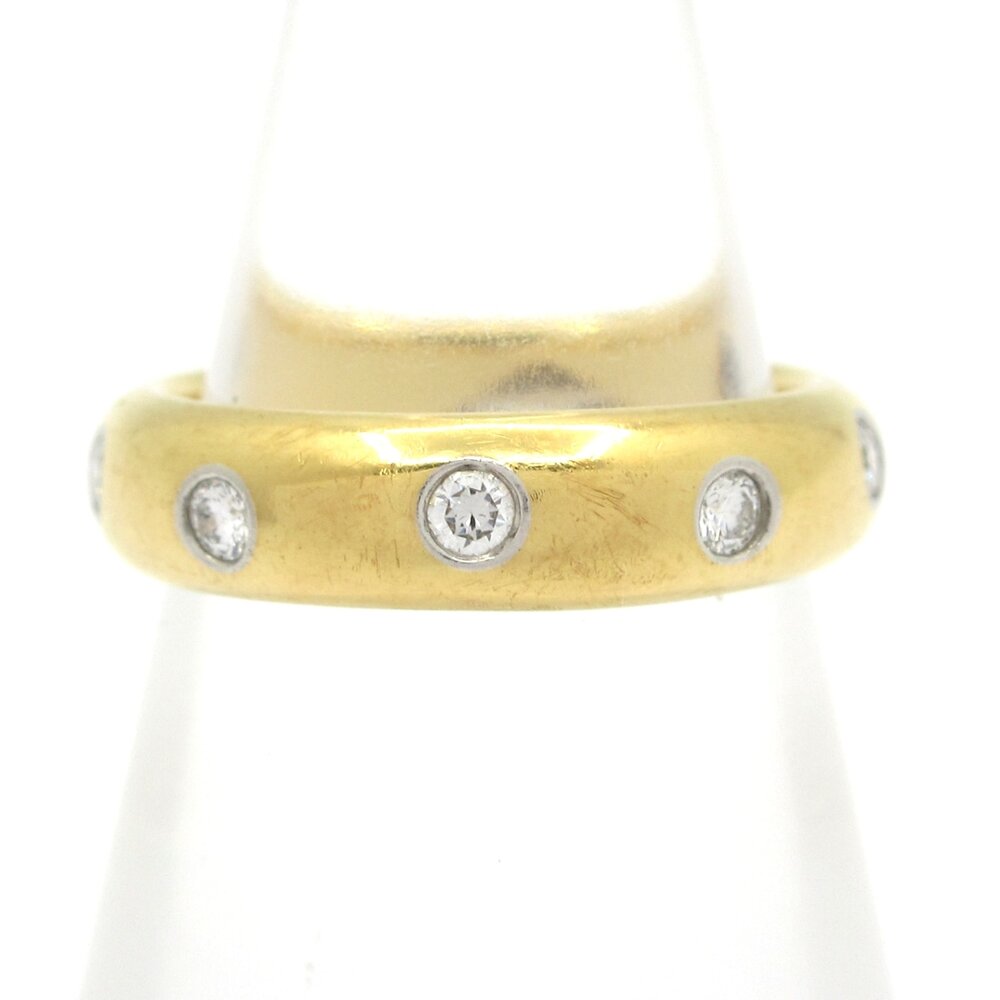 Tiffany & Co. Diamond Dots Band Ring 18K Yellow Gold Pt950 Diamond